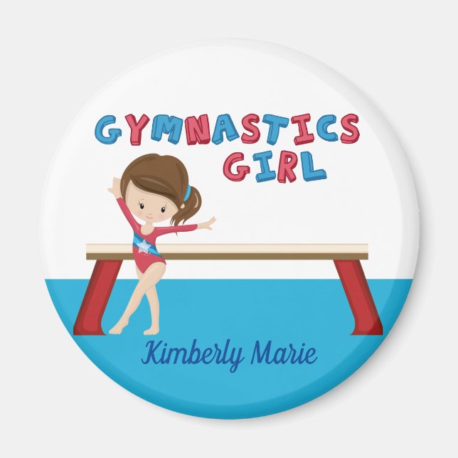 Gymnastics Girl Cute Personalized Gymnast Beam Magnet (Front)