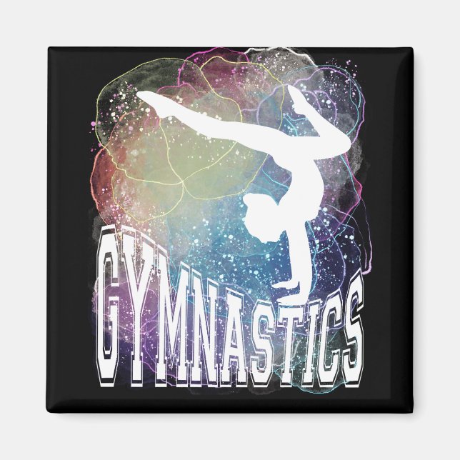 Gymnastics Girl Handstand Watercolor Magnet (Front)