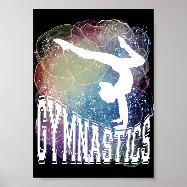 Gymnastics Girl Handstand Watercolor Poster (Front)
