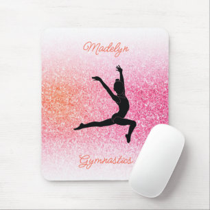 Gymnastics Girl in Gymnast Leotard Pink Tangerine Mouse Mat