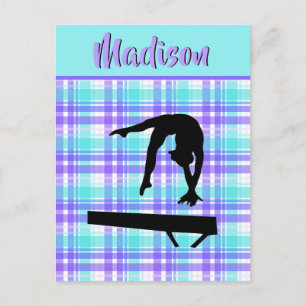 Gymnastics Girl Lilac Purple and Aqua Personalised Postcard