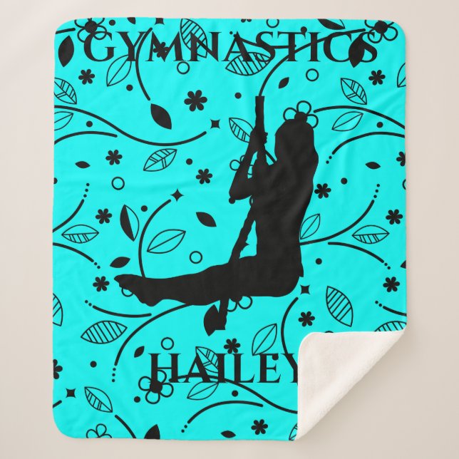GYMNASTICS GIRL ON ROPES TEAL BLANKET. SHERPA BLANKET (Front)