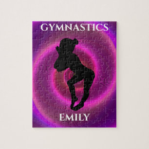 Gymnastics girl puzzle with child's name.