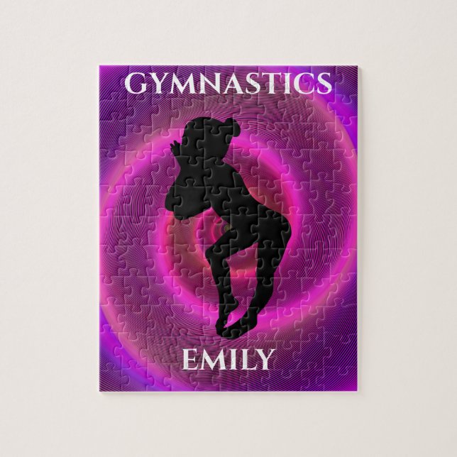 Gymnastics girl puzzle with child's name. (Vertical)