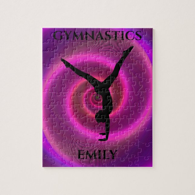 Gymnastics girl puzzle with child's name. (Vertical)