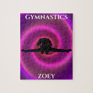 Gymnastics girl puzzle with child's name.