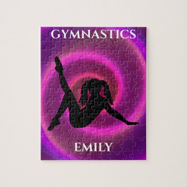 Gymnastics girl puzzle with child's name. (Vertical)