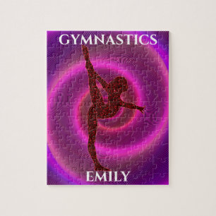 Gymnastics girl puzzle with child's name.