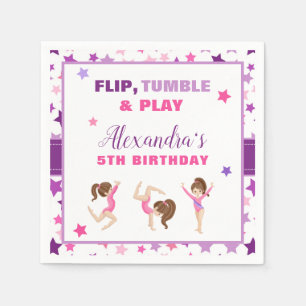 Gymnastics Girl Stars Birthday Party Napkin