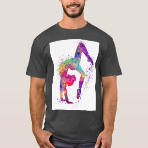 Gymnastics Girl Tumbling Colourful Watercolor Art  T-Shirt