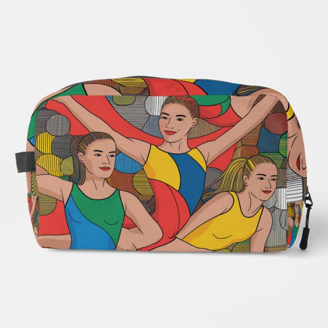 Gymnastics Girls Acro Dancers colourful pattern Dopp Kit (Front)