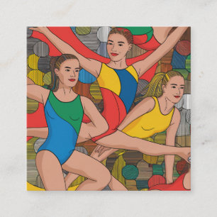 Gymnastics Girls Acro Dancers colourful pattern Enclosure Card