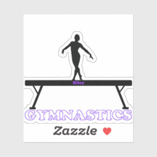 Gymnastics Girls Balance Beam Sticker w/ Name