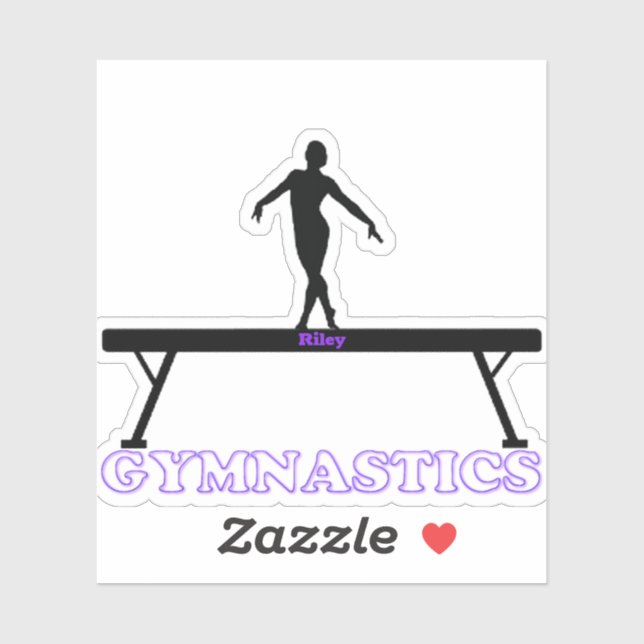 Gymnastics Girls Balance Beam Sticker w/ Name (Sheet)