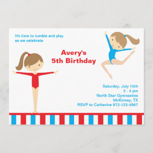 Gymnastics Girls Birthday Party Invitation