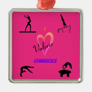 Gymnastics Girls Hot Pink Ceramic Ornament