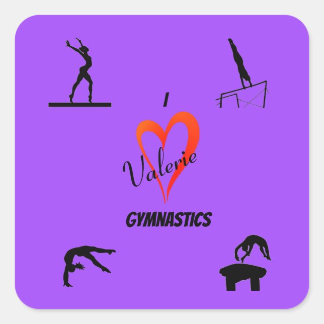 Gymnastics Girls "I Love Gymnastics" Stickers (Front)