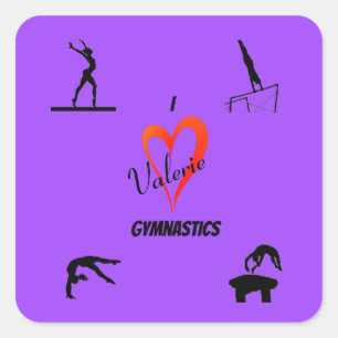 Gymnastics Girls "I Love Gymnastics" Stickers