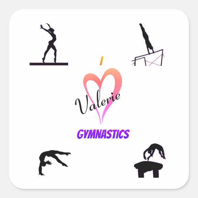Gymnastics Girls "I Love Gymnastics" Stickers (Front)