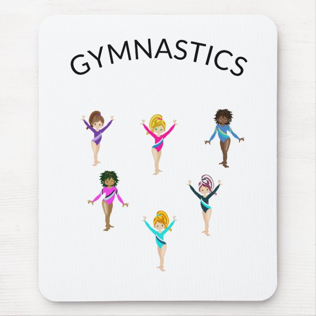 Gymnastics girl's mouse pad with 6 gymnast! (Front)