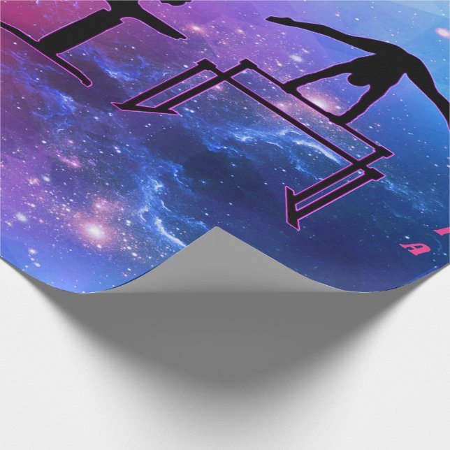 Gymnastics Girls Pink & Blue Wrapping Paper (Corner)