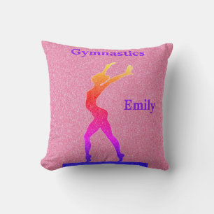Gymnastics Girls Pink Glitter Cushion