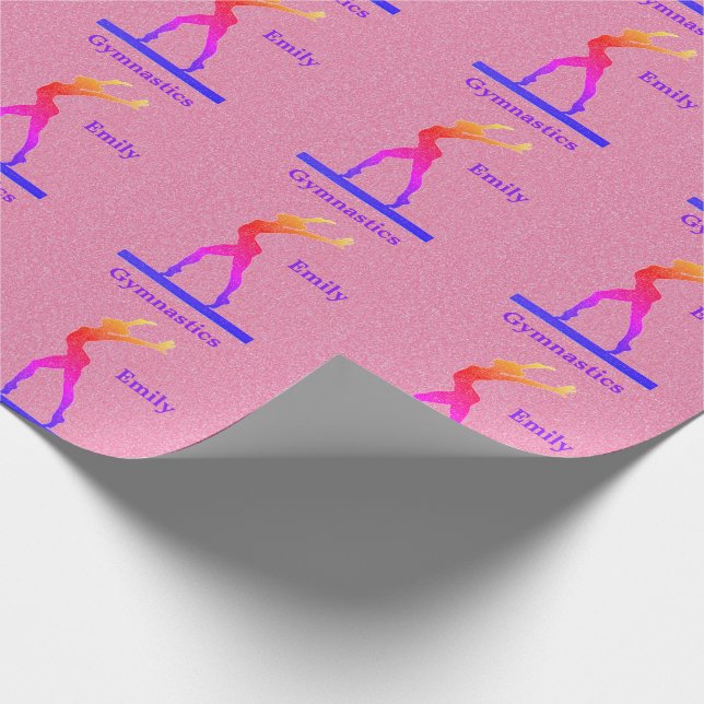 Gymnastics Girls Pink Sparkle Wrapping Paper (Corner)