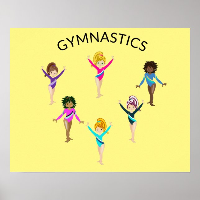 Gymnastics girl's poster with 6 gymnast (Front)