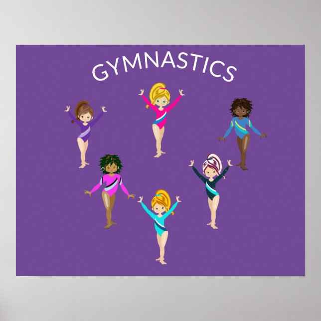 Gymnastics girl's poster with 6 gymnast (Front)