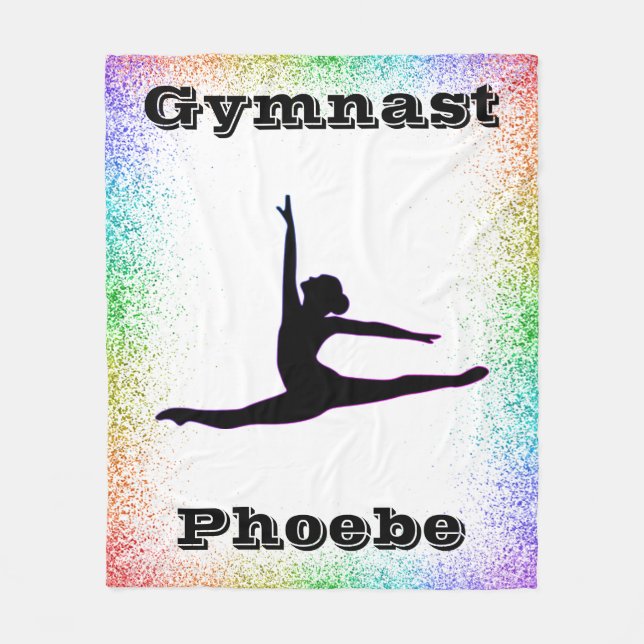 Gymnastics Girls Rainbow Trim  Fleece Blanket (Front)