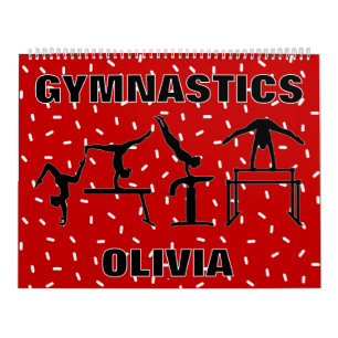 Gymnastics Girls Red and White Sprinkle Calendar