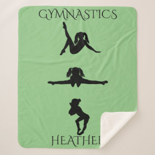 GYMNASTICS GIRL'S SHERPA BLANKET. Custom name. Sherpa Blanket