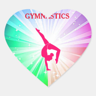 Gymnastics glossy oval stickers. heart sticker