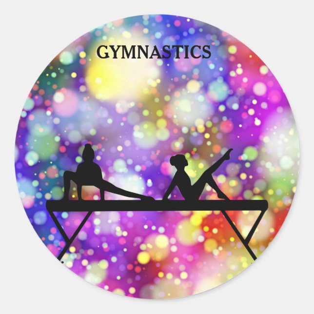 Gymnastics glossy stickers. classic round sticker (Front)
