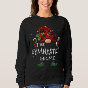 Gymnastics Gnome Buffalo Plaid Christmas Tree Ligh Sweatshirt