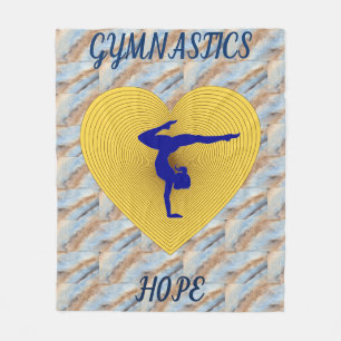 Gymnastics gold heart with gymnast   fleece blanket