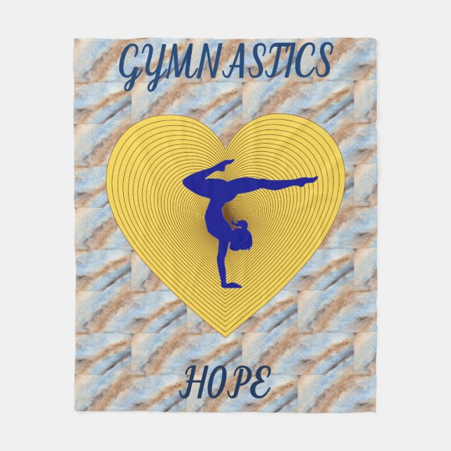 Gymnastics gold heart with gymnast   fleece blanket (Front)