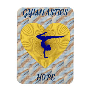 Gymnastics gold heart with gymnast  magnet