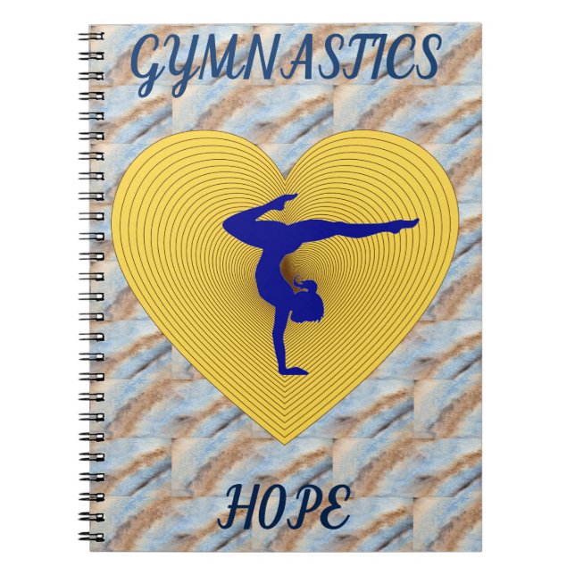 Gymnastics gold heart with gymnast  notebook (Front)