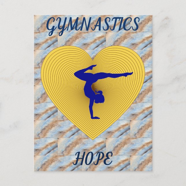 Gymnastics gold heart with gymnast postcard (Front)