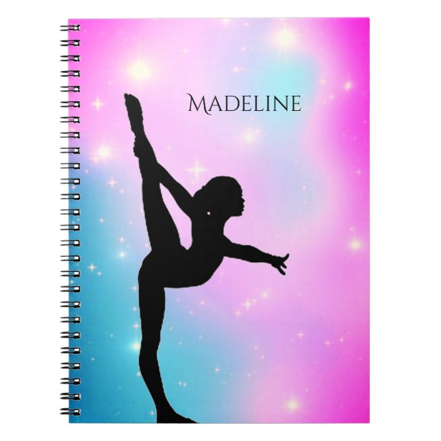 Gymnastics Gradient w/ Name of Gymnast Notebook (Front)
