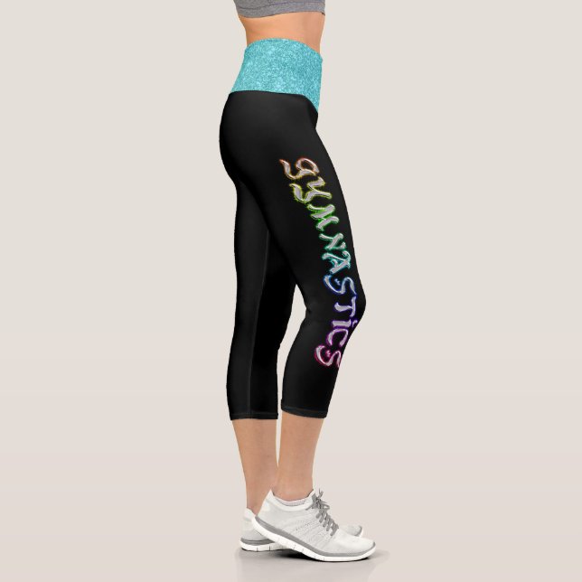 Gymnastics Graffiti Leggings with Teal Sparkle (Right)