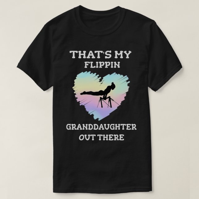 Gymnastics Grandma Thats My Flippin Granddaughter  T-Shirt (Design Front)