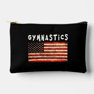Gymnastics Grunge American USA Flag Accessory Pouch