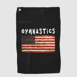 Gymnastics Grunge American USA Flag Golf Towel