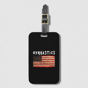 Gymnastics Grunge American USA Flag Luggage Tag