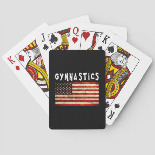 Gymnastics Grunge American USA Flag Playing Cards