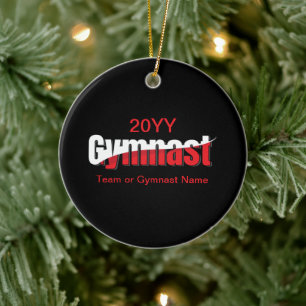 Gymnastics - Gymnast Abstract Word Art Swish Ceramic Tree Decoration