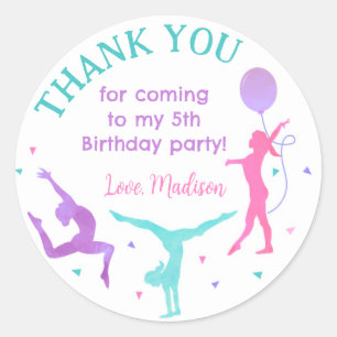 Gymnastics Gymnast Birthday Favour Stickers Labels