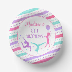 Gymnastics Gymnast Birthday Party Paper Bowls Plate